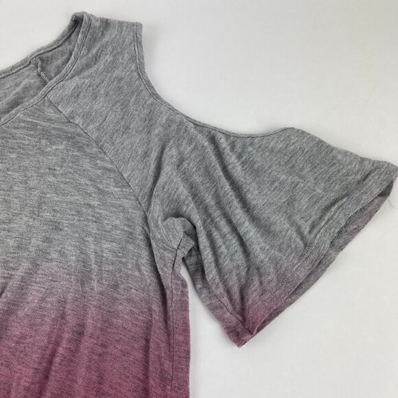 Charming Charlie Blouse Womens Medium Gray Pink Ombre Open Shoulder Knot Front - Picture 4 of 9